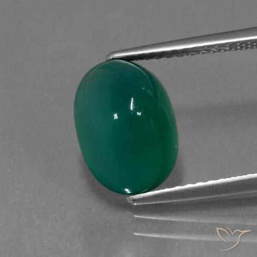 3.39ct Natürlicher tiefgrün Achat, Oval, Lichtdurchlässig