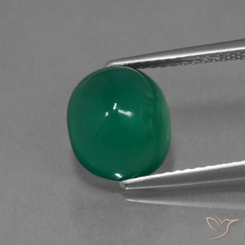 3.23ct Natürlicher Mitteltiefgrün Achat, Oval, Lichtdurchlässig