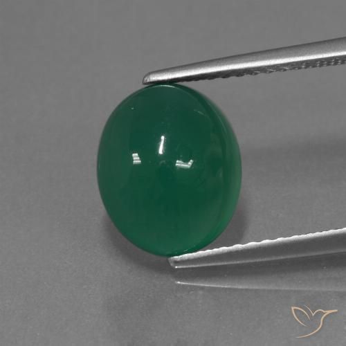 3.17ct Natürlicher Waldgrün Achat, Oval, Lichtdurchlässig