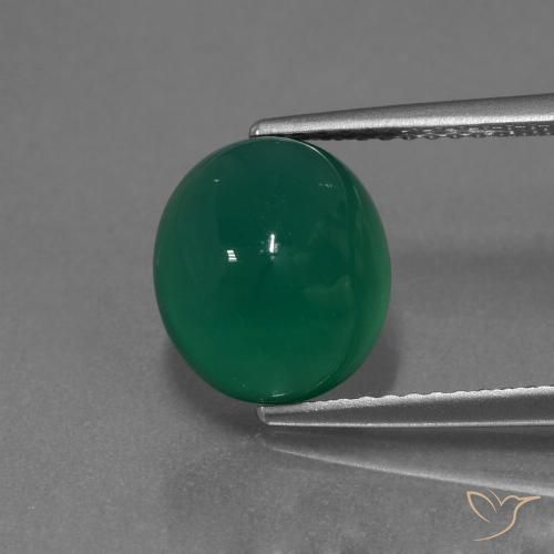 3.65ct Natürlicher Waldgrün Achat, Oval, Lichtdurchlässig