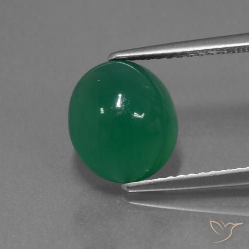 3.72ct Natürlicher Warmes Grün Achat, Oval, Lichtdurchlässig