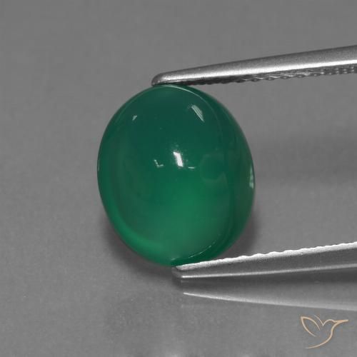 3.61ct Natürlicher Waldgrün Achat, Oval, Lichtdurchlässig