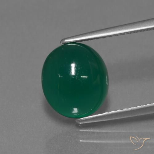 3.60ct Natürlicher Mittelgrün Achat, Oval, Lichtdurchlässig