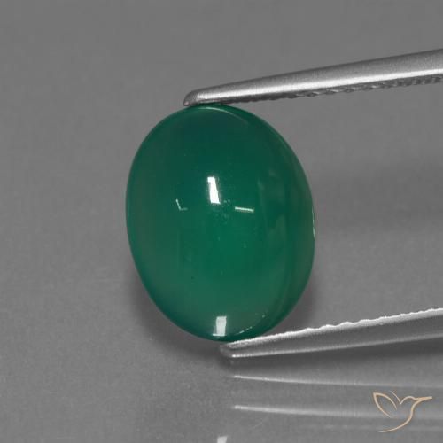 3.23ct Natürlicher Mittelgrün Achat, Oval, Lichtdurchlässig