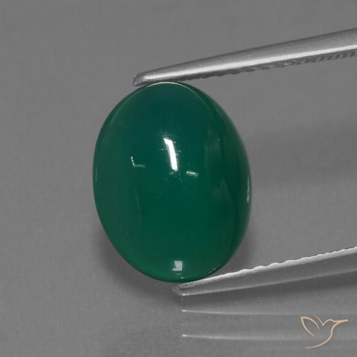 3.76ct Natürlicher Mittleres Dunkelgrün Achat, Oval, Lichtdurchlässig, Photo A