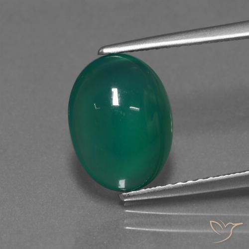 3.15ct Natürlicher Mittelgrün Achat, Oval, Lichtdurchlässig