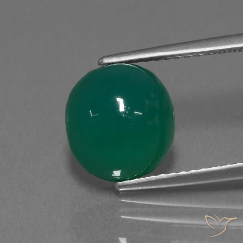 3.53ct Natürlicher Mittleres Dunkelgrün Achat, Oval, Lichtdurchlässig, Photo A