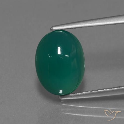 3.18ct Natürlicher Mittleres Dunkelgrün Achat, Oval, Lichtdurchlässig
