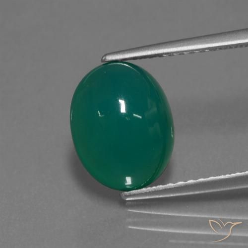 3.50ct Natürlicher Mittelgrün Achat, Oval, Lichtdurchlässig