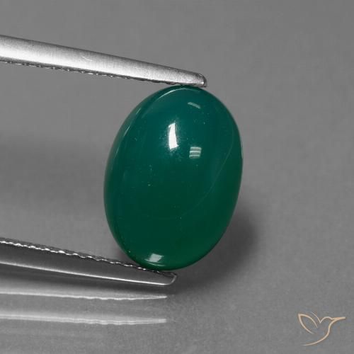 3.69ct Natürlicher Mittleres Dunkelgrün Achat, Oval, Lichtdurchlässig