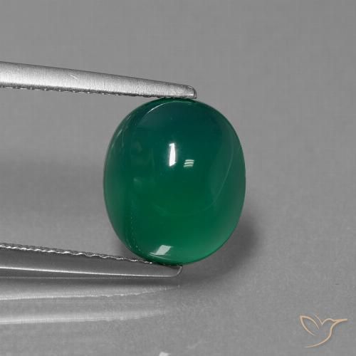 3.03ct Natürlicher Mittelgrün Achat, Oval, Lichtdurchlässig