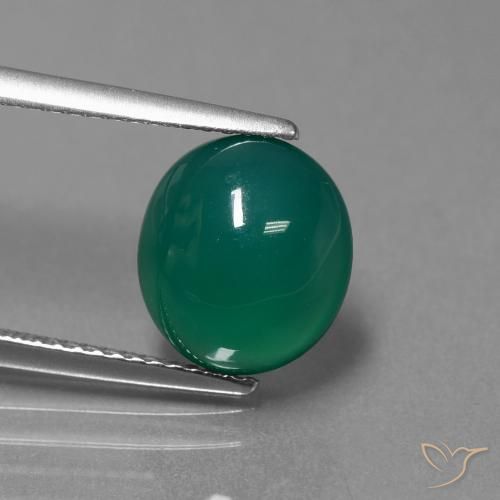 3.54ct Natürlicher Grün Achat, Oval, Lichtdurchlässig