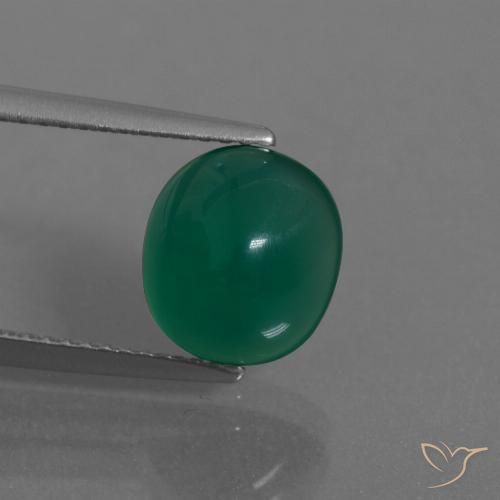 2.99ct Natürlicher Mitteltiefgrün Achat, Oval, Lichtdurchlässig