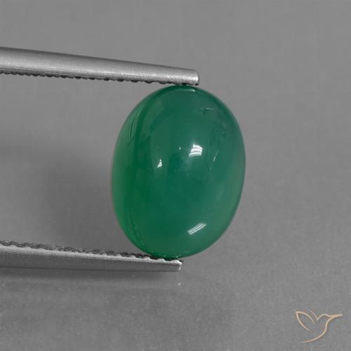 3.28ct Natürlicher Kieferngrün Achat, Oval, Lichtdurchlässig