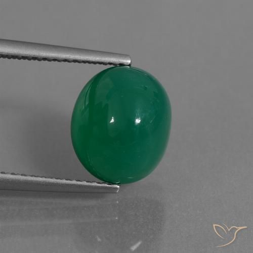 3.95ct Natürlicher Mittelgrün Achat, Oval, Lichtdurchlässig