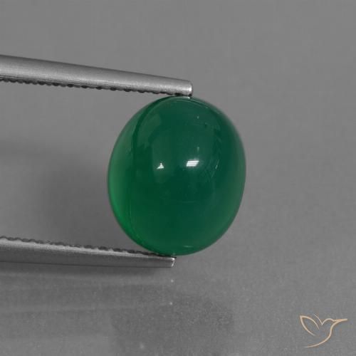 3.44ct Natürlicher Waldgrün Achat, Oval, Lichtdurchlässig