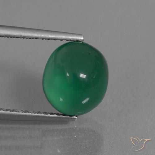 3.66ct Natürlicher Mittel Smaragdgrün Achat, Oval, Lichtdurchlässig