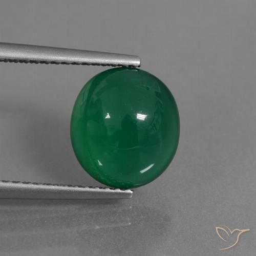 3.34ct Natürlicher Mitteltiefgrün Achat, Oval, Lichtdurchlässig