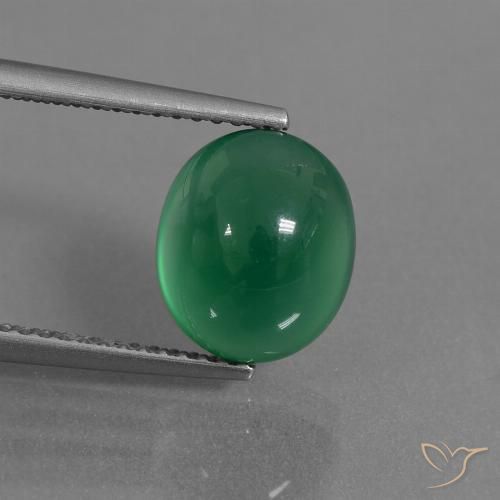 3.46ct Natürlicher Warmes Grün Achat, Oval, Lichtdurchlässig
