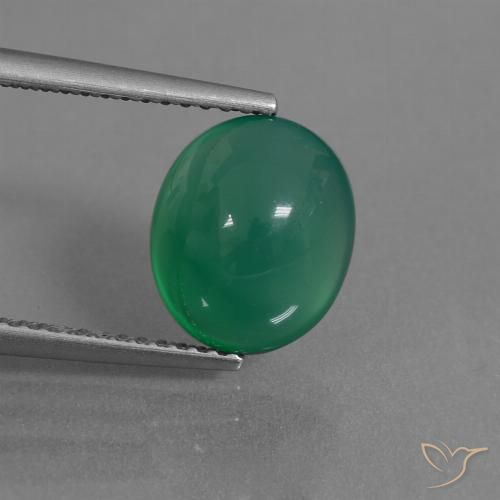 3.19ct Natürlicher Warmes Grün Achat, Oval, Lichtdurchlässig
