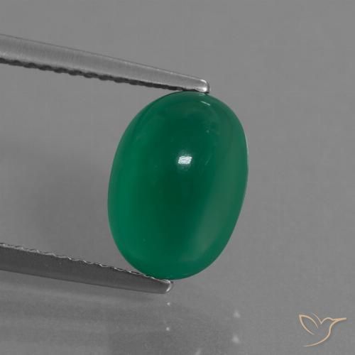 3.62ct Natürlicher Mittelgrün Achat, Oval, Lichtdurchlässig