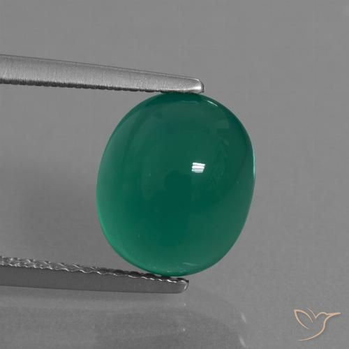 3.76ct Natürlicher Kieferngrün Achat, Oval, Lichtdurchlässig
