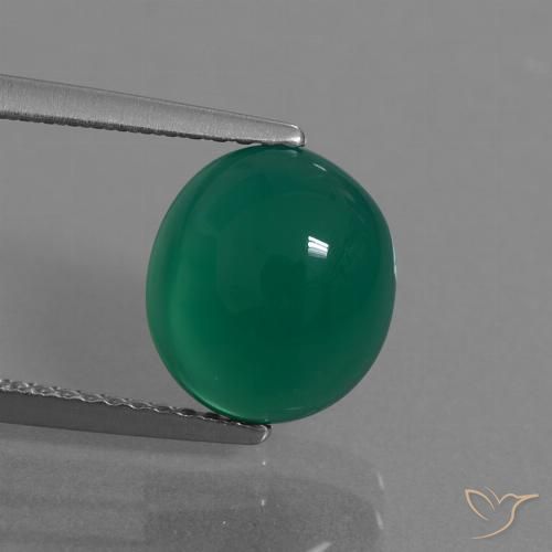 3.36ct Natürlicher Waldgrün Achat, Oval, Lichtdurchlässig