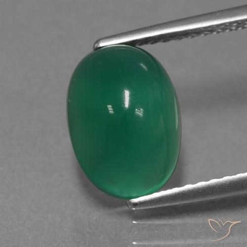2.97ct Natürlicher Waldgrün Achat, Oval, Lichtdurchlässig