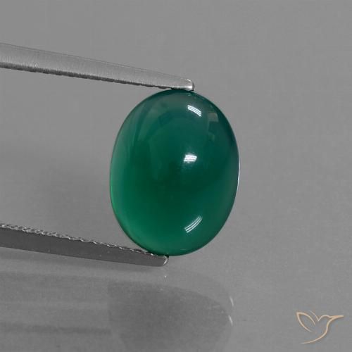 3.64ct Natürlicher Waldgrün Achat, Oval, Lichtdurchlässig