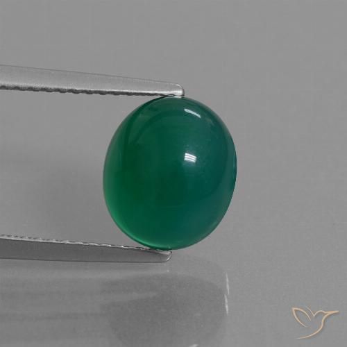3.73ct Natürlicher Mittelgrün Achat, Oval, Lichtdurchlässig