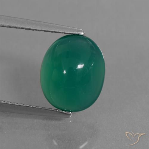 3.30ct Natürlicher Mittelgrün Achat, Oval, Lichtdurchlässig