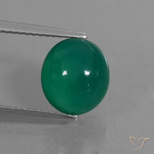 3.73ct Natürlicher Mittelgrün Achat, Oval, Lichtdurchlässig