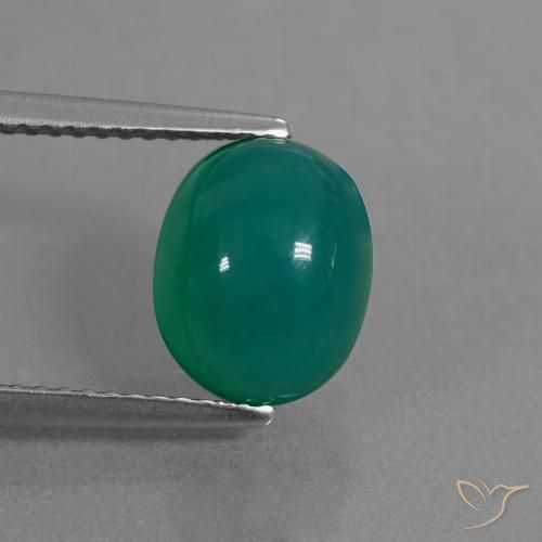 3.34ct Natürlicher Mittelgrün Achat, Oval, Lichtdurchlässig
