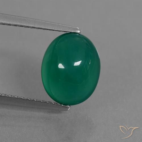 3.12ct Natürlicher Grün Achat, Oval, Lichtdurchlässig
