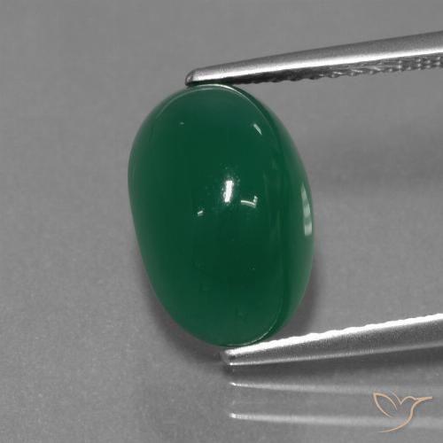 4.26ct Natürlicher Mittelgrün Achat, Oval, Lichtdurchlässig