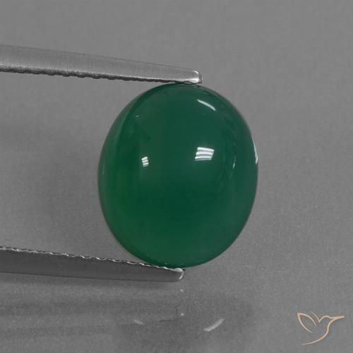 3.37ct Natürlicher Grün Achat, Oval, Lichtdurchlässig
