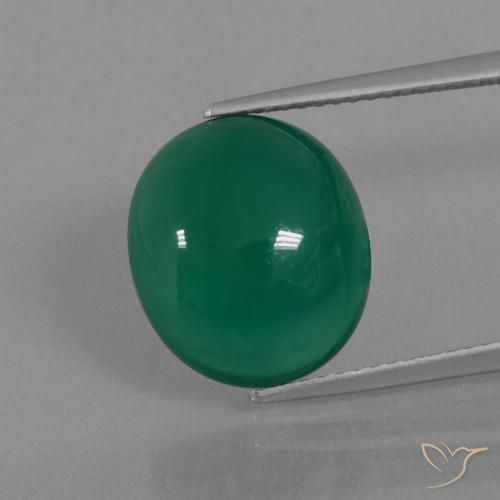 7.56ct Natürlicher Mittelgrün Achat, Oval, Lichtdurchlässig