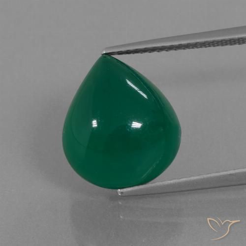 8.64ct Natürlicher Waldgrün Achat, Birnenform, Lichtdurchlässig