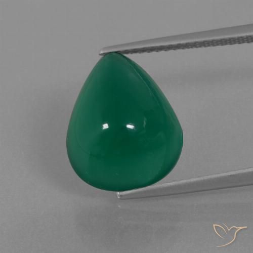 6.44ct Natürlicher Mittelgrün Achat, Birnenform, Lichtdurchlässig