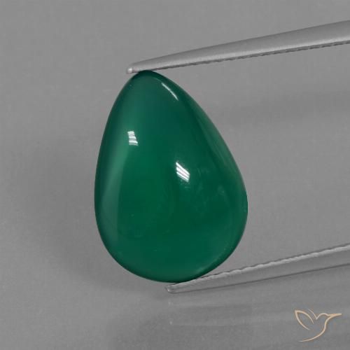 5.45ct Natürlicher Waldgrün Achat, Birnenform, Lichtdurchlässig