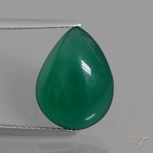 6.24ct Natürlicher Waldgrün Achat, Birnenform, Lichtdurchlässig