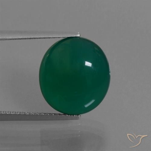 8.13ct Natürlicher Mittleres Dunkelgrün Achat, Oval, Lichtdurchlässig