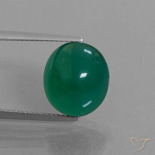 7.58ct Natürlicher Waldgrün Achat, Oval, Lichtdurchlässig