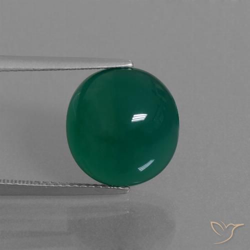 7.80ct Natürlicher Mittleres Dunkelgrün Achat, Oval, Lichtdurchlässig