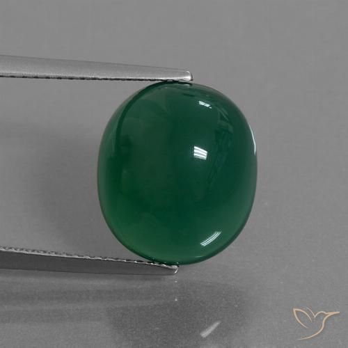8.75ct Natürlicher Mittleres Dunkelgrün Achat, Oval, Lichtdurchlässig