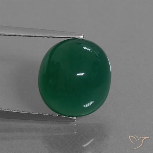 8.27ct Natürlicher Mittleres Dunkelgrün Achat, Oval, Lichtdurchlässig