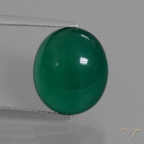 7.83ct Natürlicher Mittleres Dunkelgrün Achat, Oval, Lichtdurchlässig