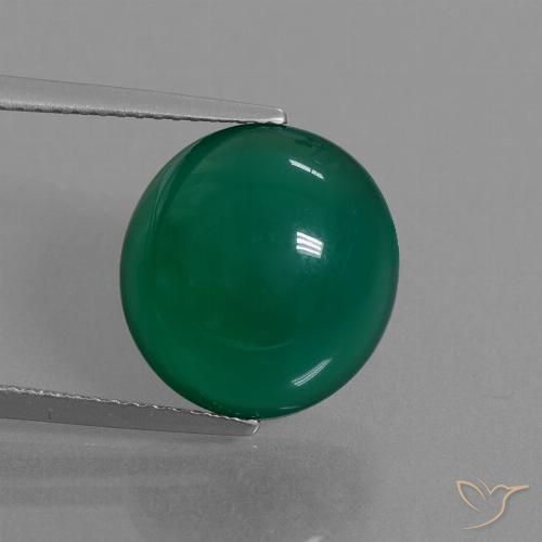 8.59ct Natürlicher Mittleres Dunkelgrün Achat, Oval, Lichtdurchlässig