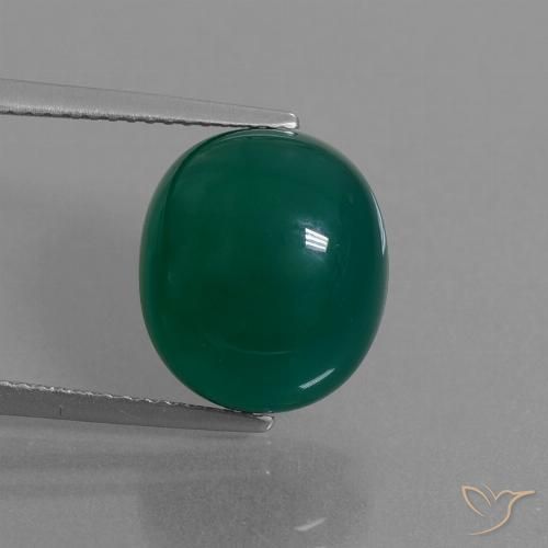 8.38ct Natürlicher Mittleres Dunkelgrün Achat, Oval, Lichtdurchlässig