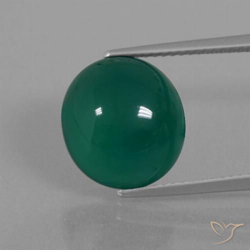 7.87ct Natürlicher Mittleres Dunkelgrün Achat, Oval, Lichtdurchlässig